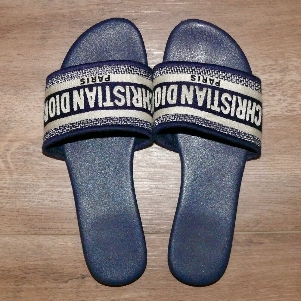 AUTHENTIC Christian Dior Dway Slides – Navy Blue, Size 36